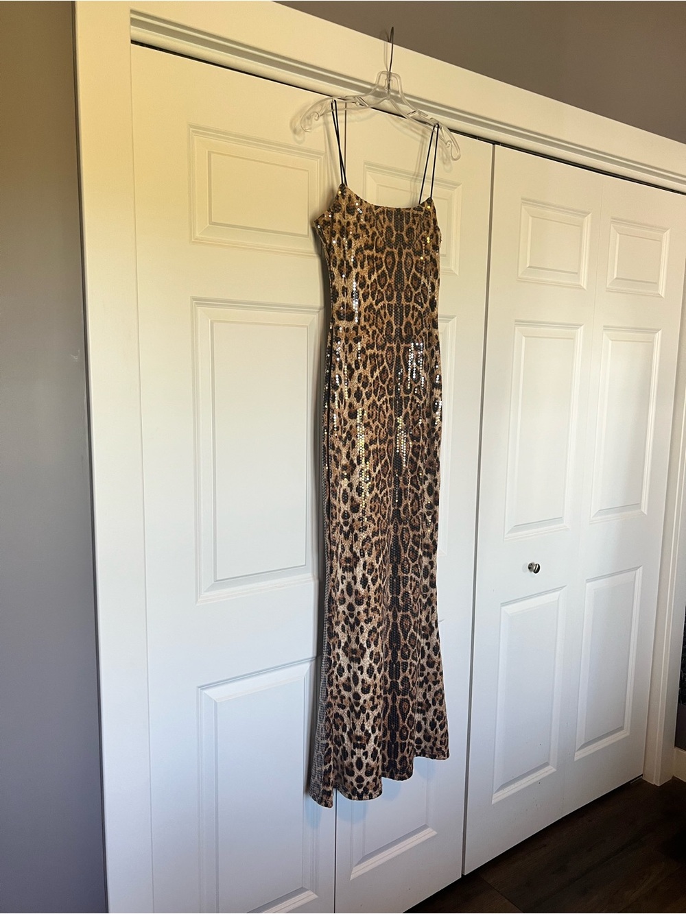 Leopard Print Strapless Slip Dress - Brown